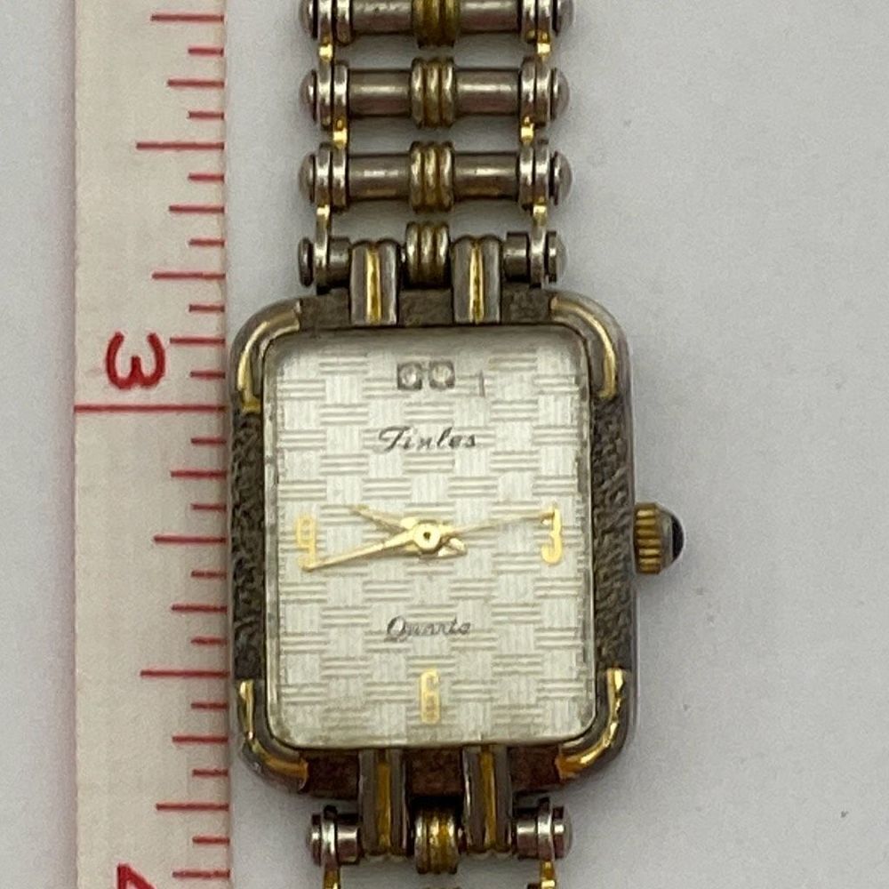 Tinles Women's Gold Silver Tone Stainless Strap Square Casual Quartz Wristwatch